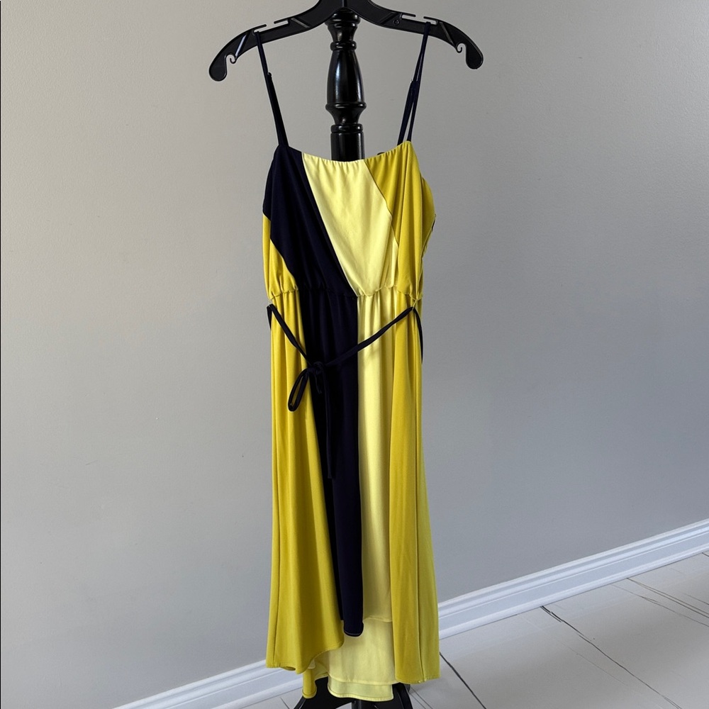 Calvin Klein Yellow and Black High Low Dress